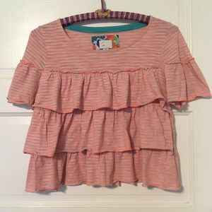 Anthropologie Ruffled, Striped T-shirt